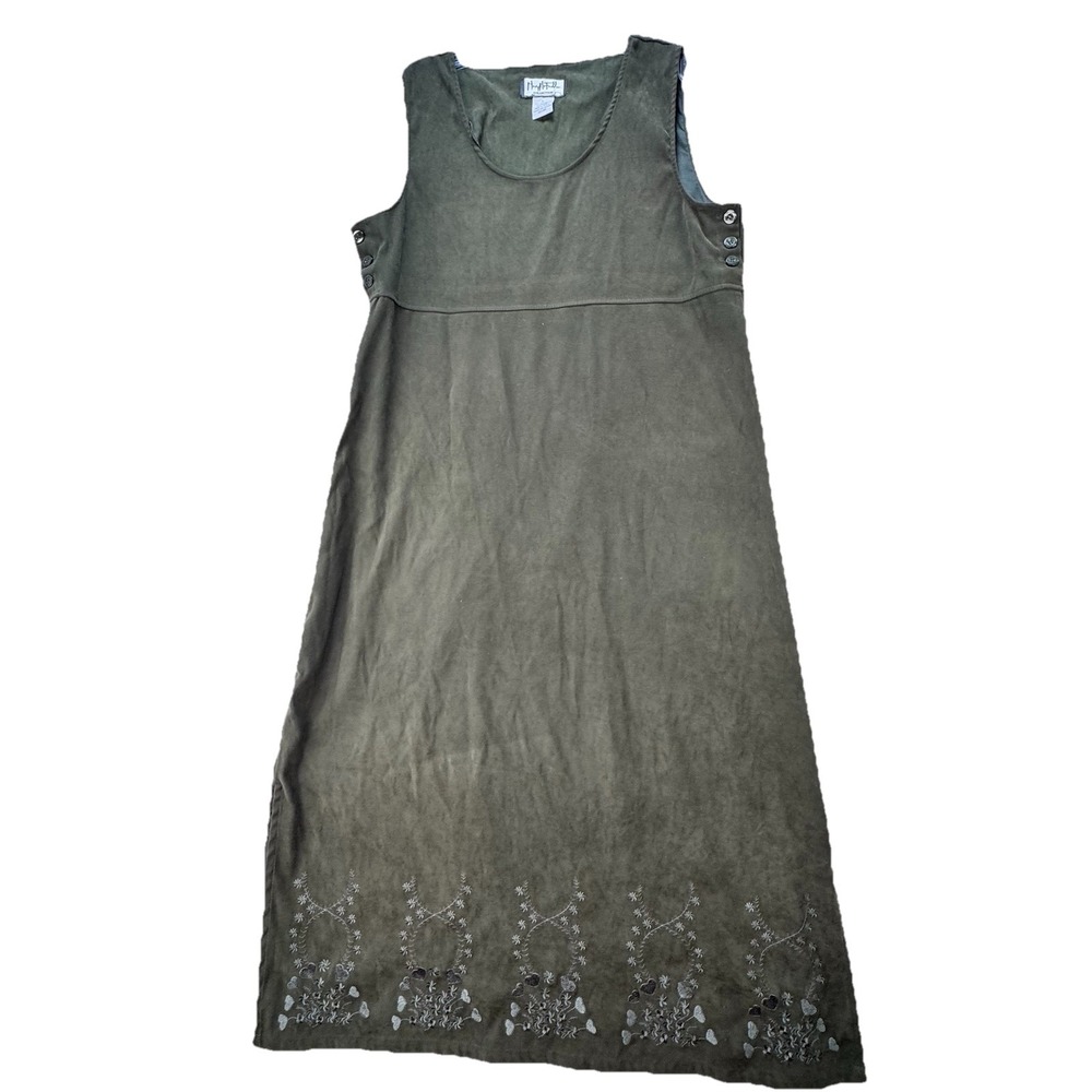 Vintage Mary McFadden Long Maxi Dress Women's Large Sueded Lagenlook Prairie